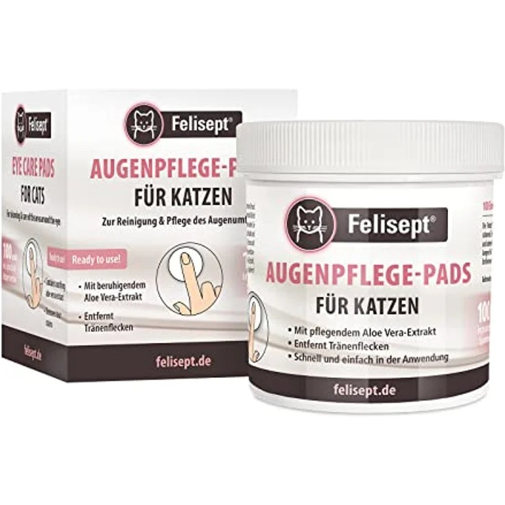 Felisept Augenpflege-Pads für Katzen, 100 Stück, mit Aloe Vera-Extrakt zur Entfernung von Tränenflecken – Bild 1