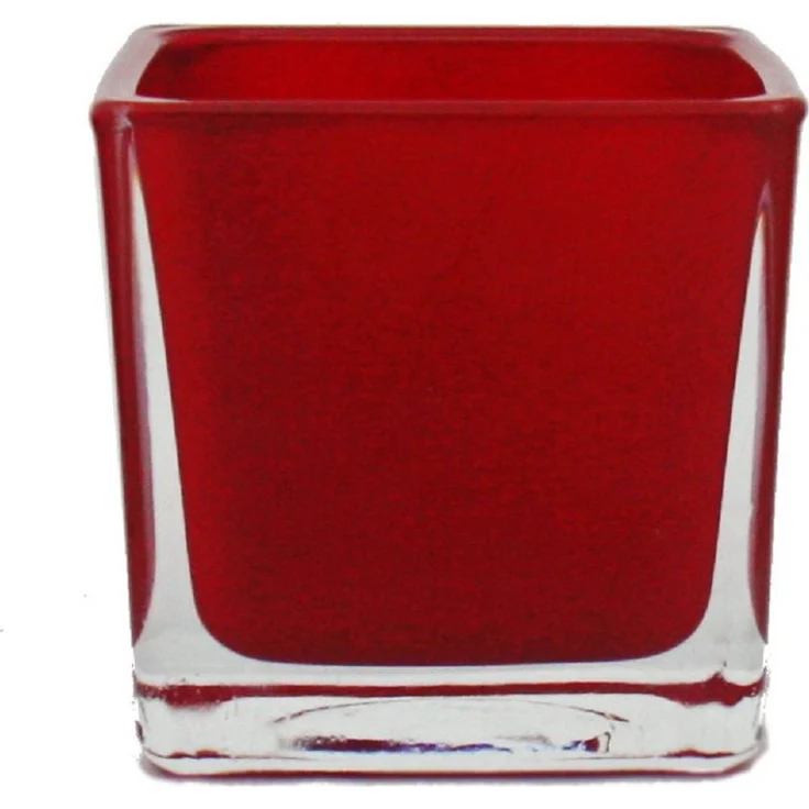 Exotenherz Übertopf Glas-Würfel, 6x6x6cm, roter Blumentopf aus Glas