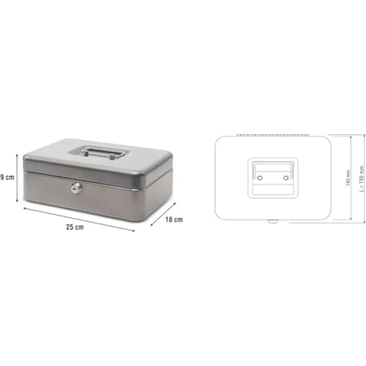 Maul Geldkassette 3, Silber, Herausnehmbarer Hartgeldeinsatz, 250 x 90 x 191 mm, 5611395, 1 Stück – Bild 3