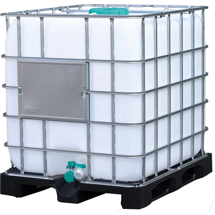T.I.P. IBC-Tank RWT 1000, 1.000 L Regenwassertank, weiß, stapelbar mit Auslaufhahn und Verschlussdeckel