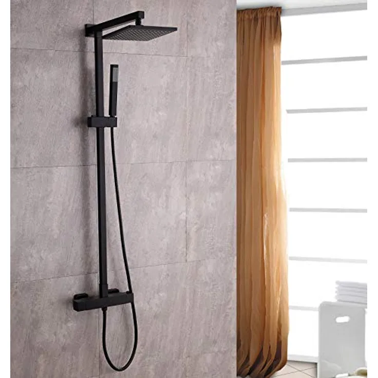 Bernstein Duschsystem 8921B Basic in Schwarz mit optionalem eckigem Edelstahl-Duschkopf - Preisvergleich