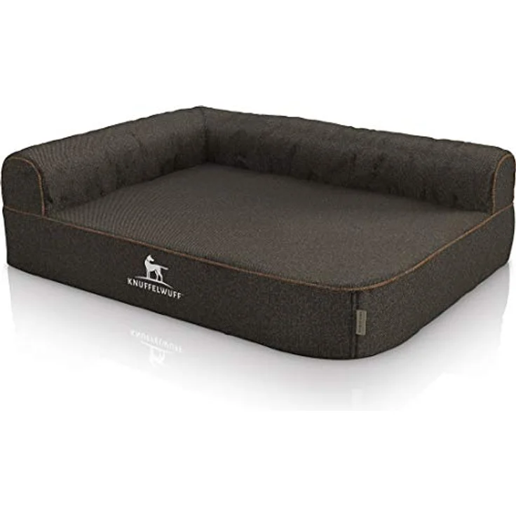 Knuffelwuff orthopädisches Eck Hundebett Marlie Hundekorb Hundesofa Hundekissen Hundekörbchen orthopädisch waschbar M-L 85 x 63cm Schwarz Lehne Links – Bild 2