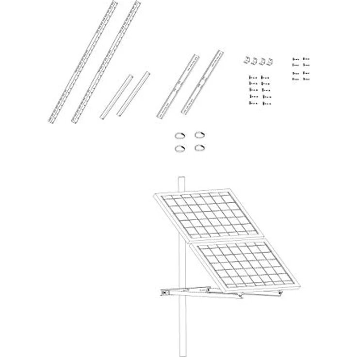 enjoy solar Aluminium verstellbare Masthalterung, Neigungswinkel 30°-60° für Duo Solarpanel, passend für Modulbreite 100-680mm, inkl. Schrauben und Muttern – Bild 4