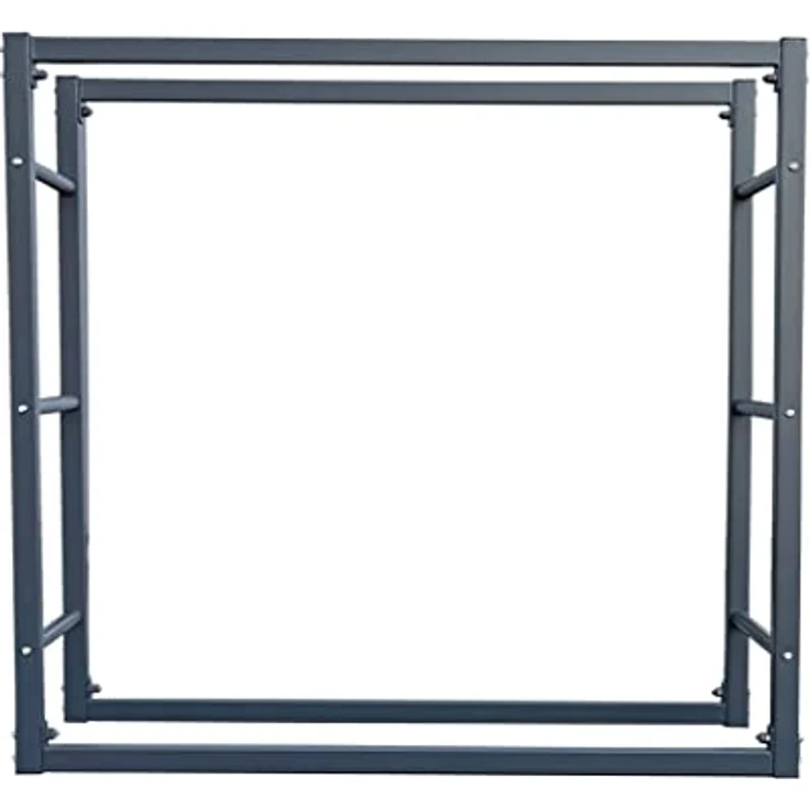 QUICK STAR Metall Kaminholzstand 90x25x90cm, pulverbeschichtetes Stahlregal in Anthrazitgrau für Innen und Außen, geeignet für Holzscheite ab 25cm – Bild 5