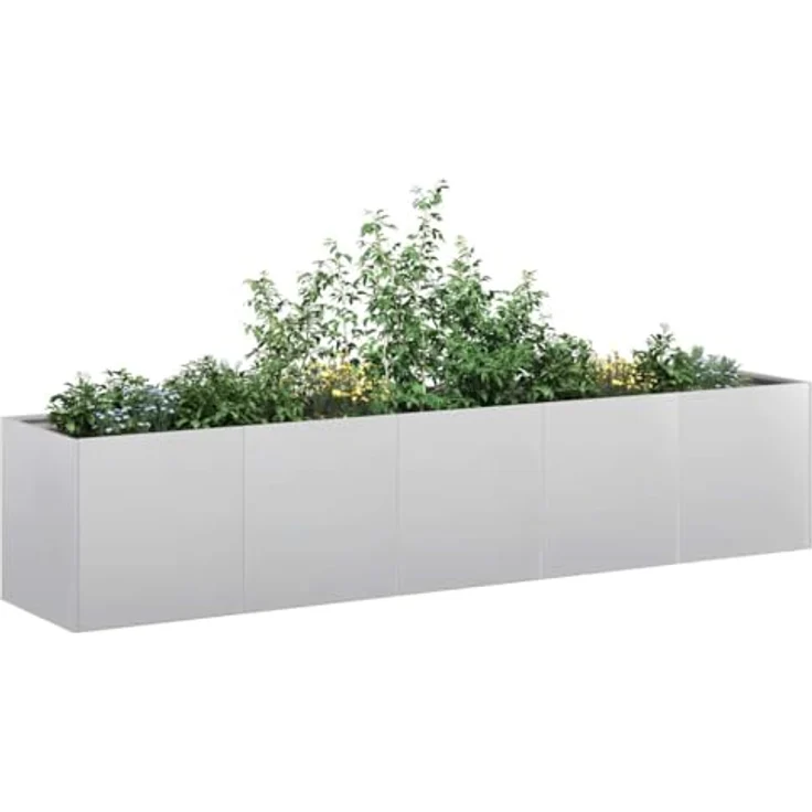 vidaXL Pflanzkübel 200x40x40 cm Verzinkter Stahl, Garten-Garten-Pflanzkübel, Hochbeet - Stilvolles Pflanzgefäß für den Außenbereich – Bild 2