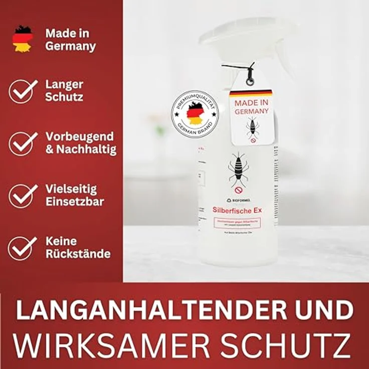 LTK-008 Bioformel Anti Silberfisch Spray Ex 500ml, hochwirksames Mittel gegen Silberfische mit Langzeitwirkung für Innen- & Außenanwendung, fleckenfrei – Bild 4