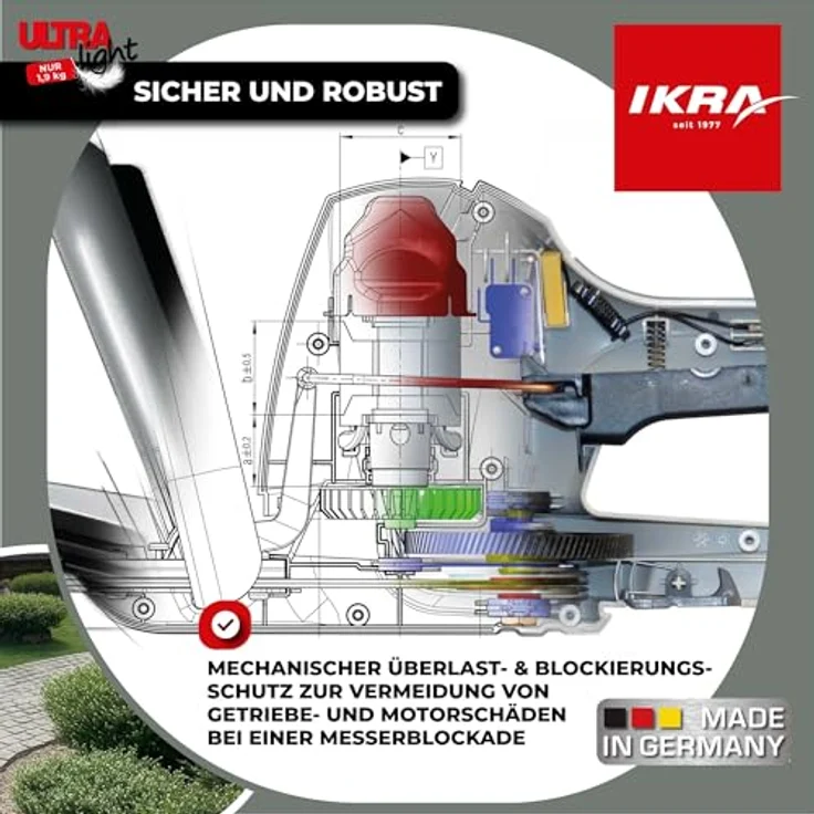 IKRA Elektro-Heckenschere FHS 1545, 450 W, 45 cm Schnittlänge, 18 mm Schnittstärke, ultraleicht mit 1,9 kg, inkl. Pflegespray – Bild 5
