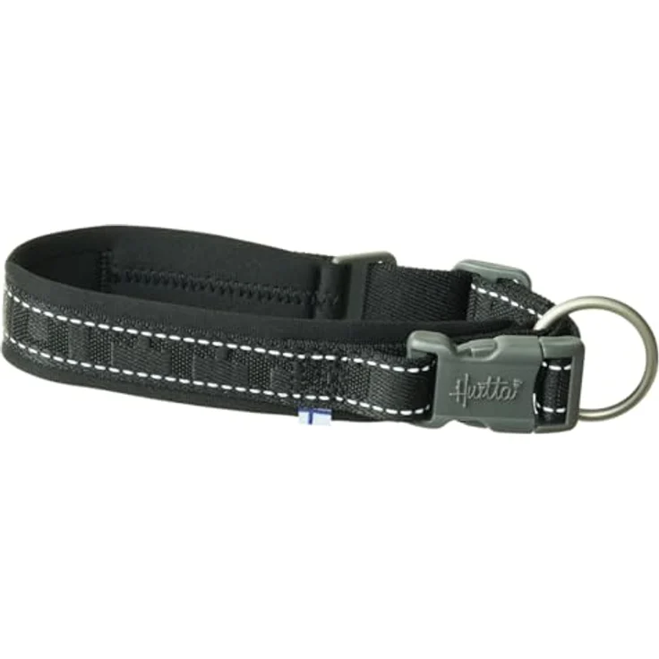 HURTTA Casual Halsband, Hundehalsband aus recyceltem Material mit bequemer Neoprenpolsterung, schwarz – Bild 1