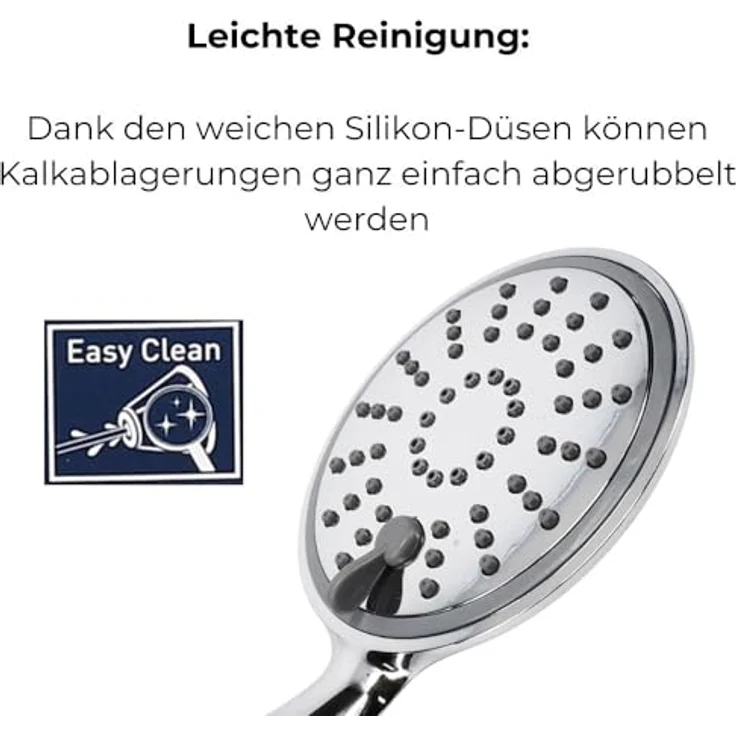 GarPet Handbrause Duschkopf 3 Funktion Duschbrause Wassersparender Brausekopf, Chromfarben – Bild 4