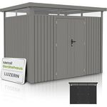 Juskys Gerätehaus Luzern 6,8 m² - Metall Geräteschuppen mit Türen & Fenstern - wetterfest & abschließbar - Taupe