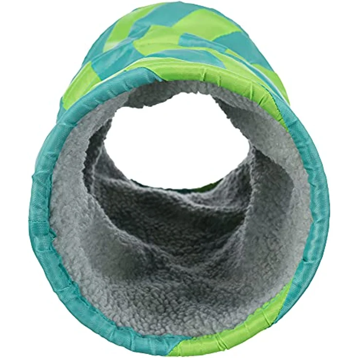 Trixie 6284 Kuscheltunnel für Kleintiere, ø 15 × 35 cm, grau/grün – Bild 3
