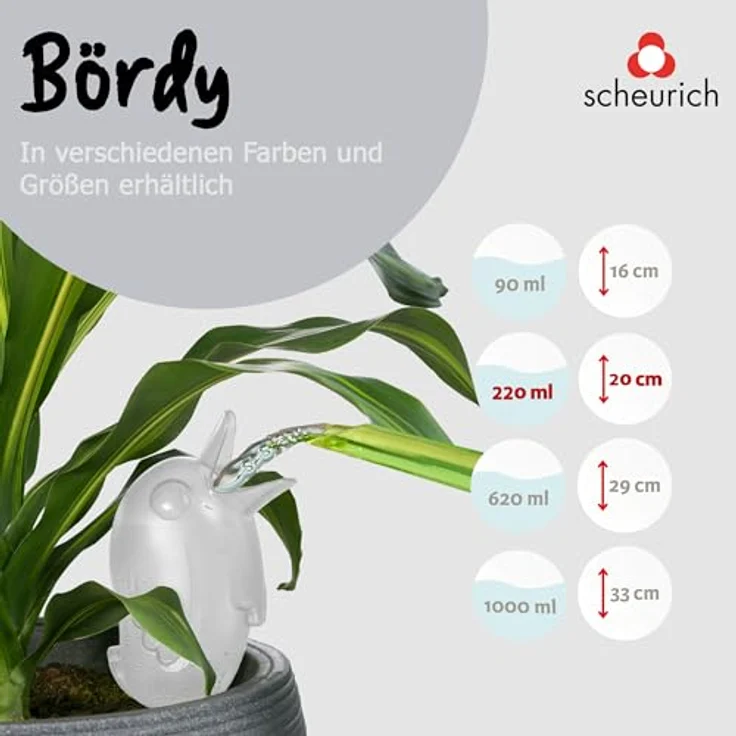 Scheurich Bördy M, Waterreserve Wasserspender aus Kunststoff und Tonkegel, Transparent, 20 cm hoch, 0,22 l Vol. - Preisvergleich – Bild 4