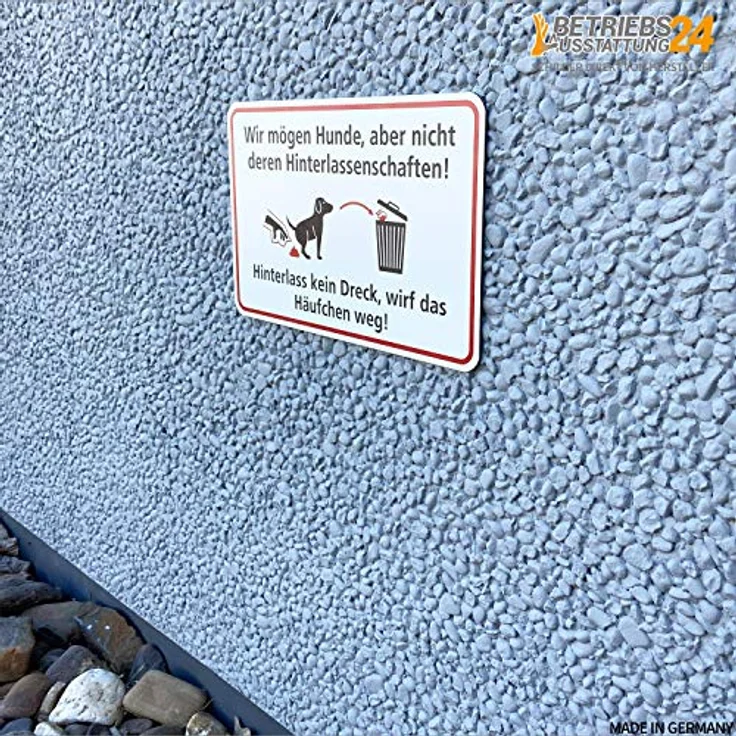 Betriebsausstattung24® Kein Hundeklo Hinweisschild „Wir mögen Hunde, Aber Nicht deren Hinterlassenschaften!“ - Haufen aufsammeln | Querformat 30,0 x 20,0 cm | Aluminium Verbundplatte – Bild 2