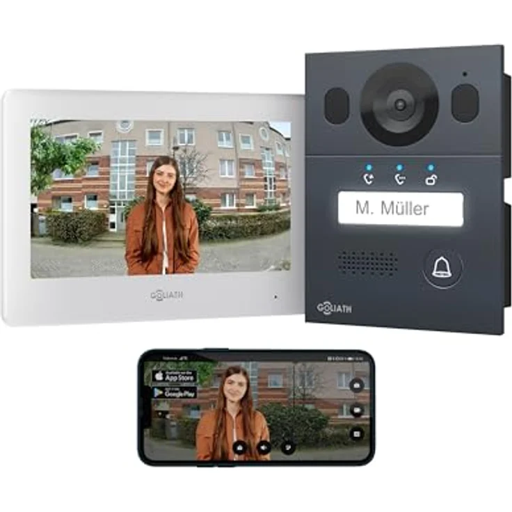 Goliath Intercom Video-Türsprechanlage Goliath Basic Line 2-Draht BUS, FullHD mit App-Anbindung, Weiß/Anthrazit – Bild 1