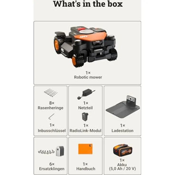 Worx Mähroboter L2000 4WD WR342E Landroid Vision Cloud, Allrad-Mähroboter für bis zu 2.000 m², Vision-AI-Technologie, präzise Navigation, geeignet für Steigungen bis 84% – Bild 9