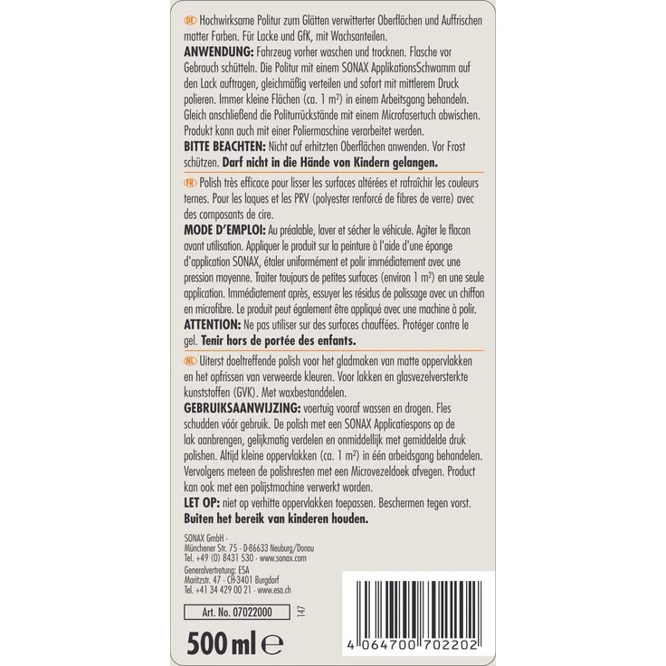 SONAX 07022000  CARAVAN Politur 500 ml – Bild 3