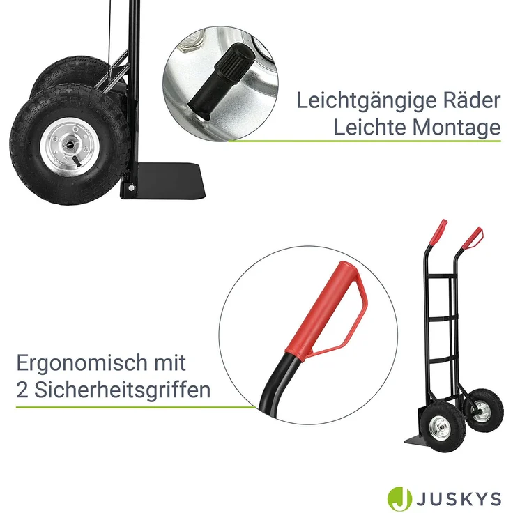 Juskys Sackkarre Basic klappbar | 100 kg belastbar | große Luftreifen | Kunststoff Griffe | Stahl – Bild 5
