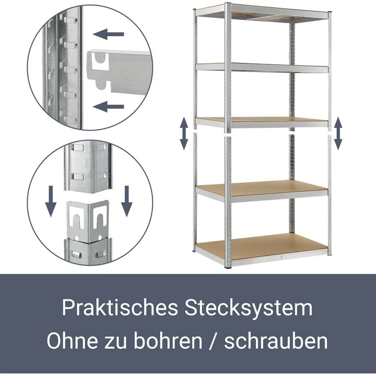 Juskys 2er Set Lagerregal Basic 180 x 90 x 40 cm (21096) – Bild 7