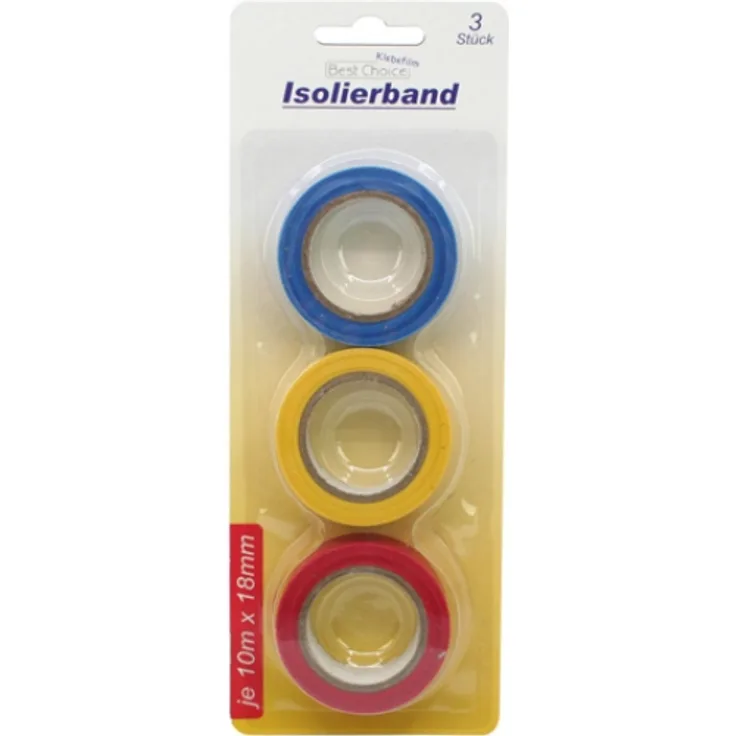 best choice Klebeband Isolierband 3fach sortiert 18mmx10m blau gelb rot Zumbl