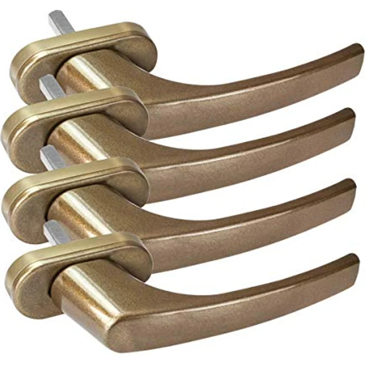 4 x Alu Fenstergriff in Gold F4 - Stiftlänge 45mm – Bild 1