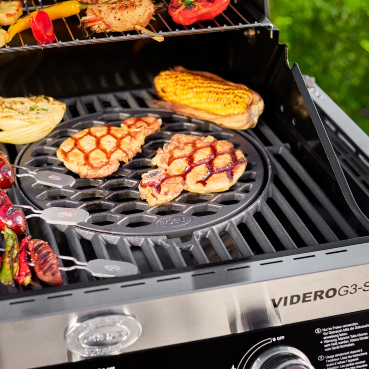 Rösle Gasgrill BBQ-Station VIDERO G3-S Vario+ schwarz 3 Hauptbrenner 2.700 cm² Grillfläche 2 Seitenablagen Edelstahl – Bild 5