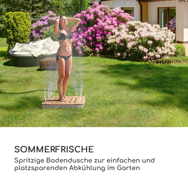 Cool Breeze Gartendusche Aluminium Teakholz Tragegriff Silber – Bild 2