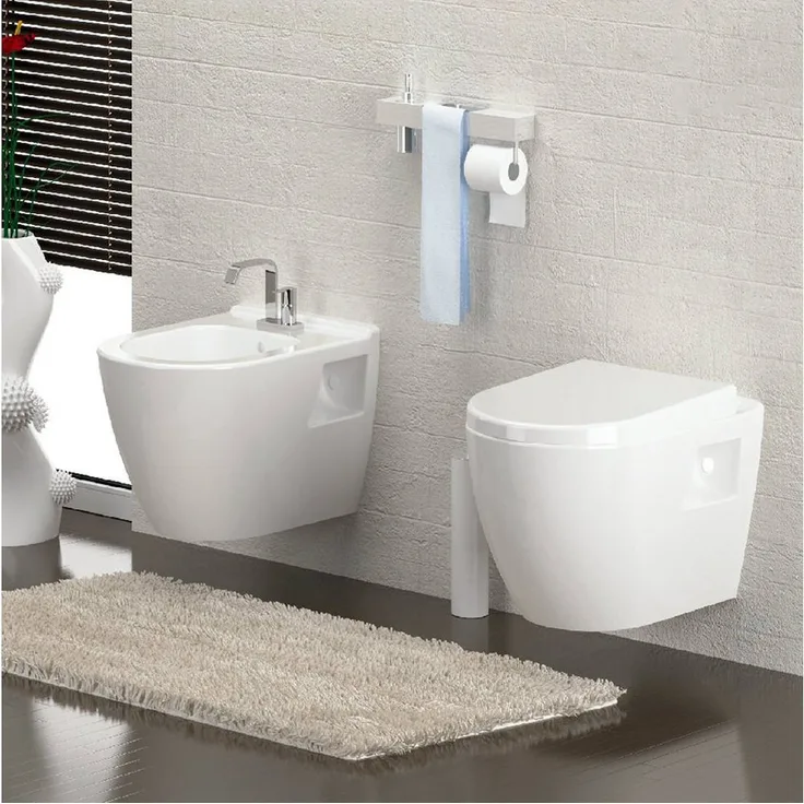 Aloni Tiefspül-WC EB-AL5508+AL0402, Hänge Dusch WC Taharet Bidet Funktion Toilette Aloni WC mit, Luxusmarke Aloni NEU und OVP, mit Karton - Preisvergleich