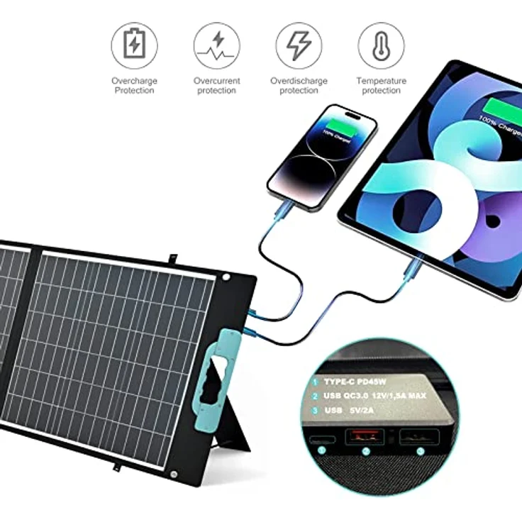 enjoy solar Faltbares Solarmodul Gaia Serie 100W/12V, monokristallin, hohe Schutzleistung, tragbare Solartasche für unterwegs – Bild 5