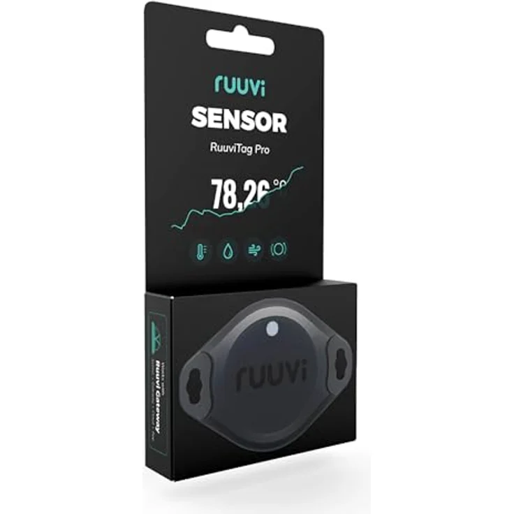 Ruuvi RuuviTag Pro RTPro 4-in-1 Umwelt Sensor, industrieller Bluetooth-Temperatur- und Feuchtigkeitssensor, IP67, Schwarz – Bild 9