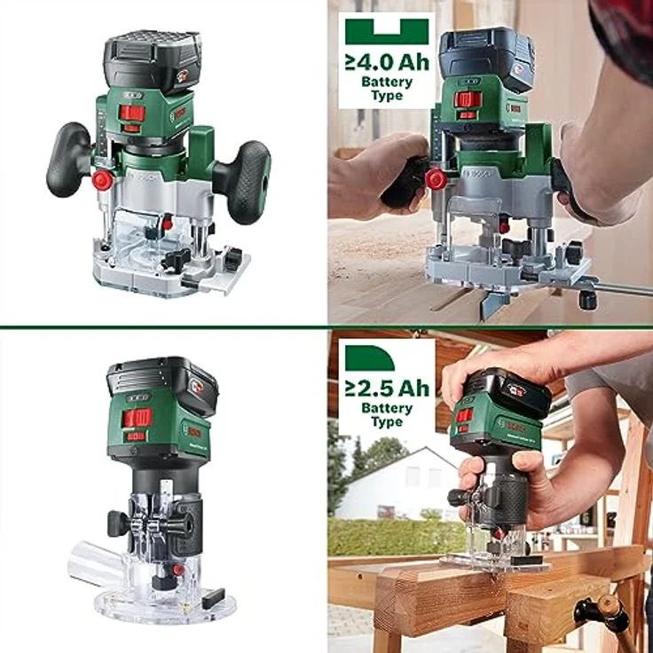 Bosch 2in1 Akku-Kanten-/Oberfräse AdvancedTrimRouter 18V-8, inkl. 2 Fräskörben + Zubehör, 18 Volt System, bürstenloser Motor, in SystemBox M – Bild 5