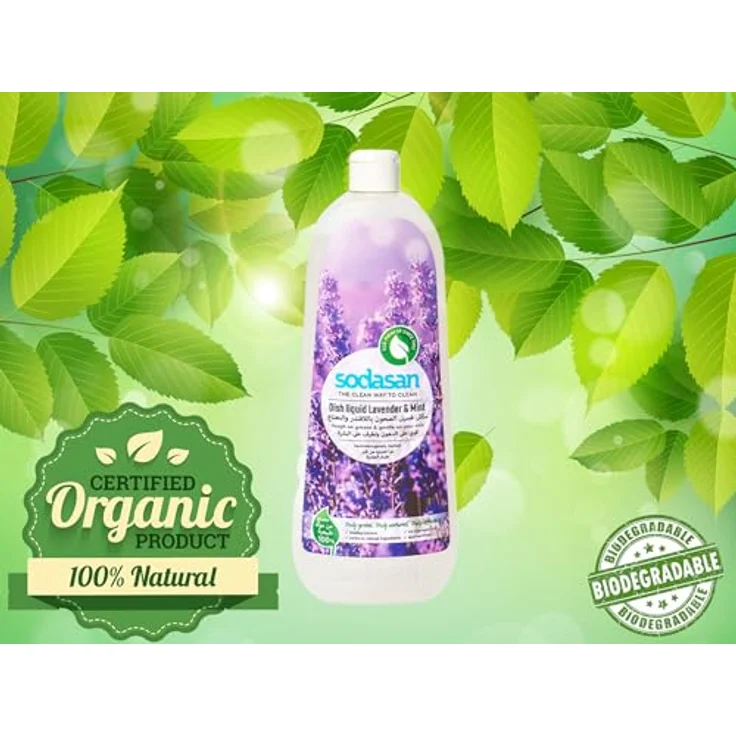 Sodasan Spülmittel - Lavendel & Minze, 1L Geschirrspülmittel mit pflanzlichen Inhaltsstoffen für sanfte Hautverträglichkeit – Bild 3