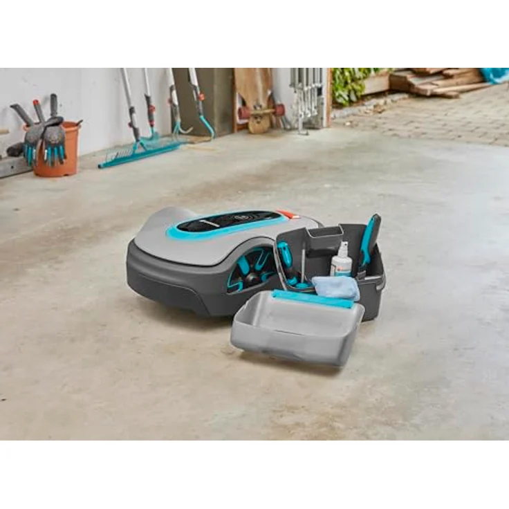 GARDENA Wartungs- und Reinigungsset: Zubehörset für die Reinigung und Instandhaltung von GARDENA Mähroboter, mit Schleifpad, Bürsten, Kunststoff-Pflegespray und Schraubenzieher (4067-20) – Bild 3