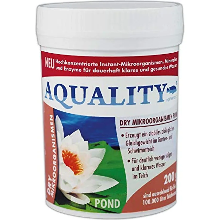 NEUHEIT: AQUALITY Gartenteich Dry Mikroorganismen (Hochkonzentrierte Instant-Mikroorganismen, Mineralien, Enzyme, Abbau Schadstoffe, 100% natürlich), Inhalt:200 g