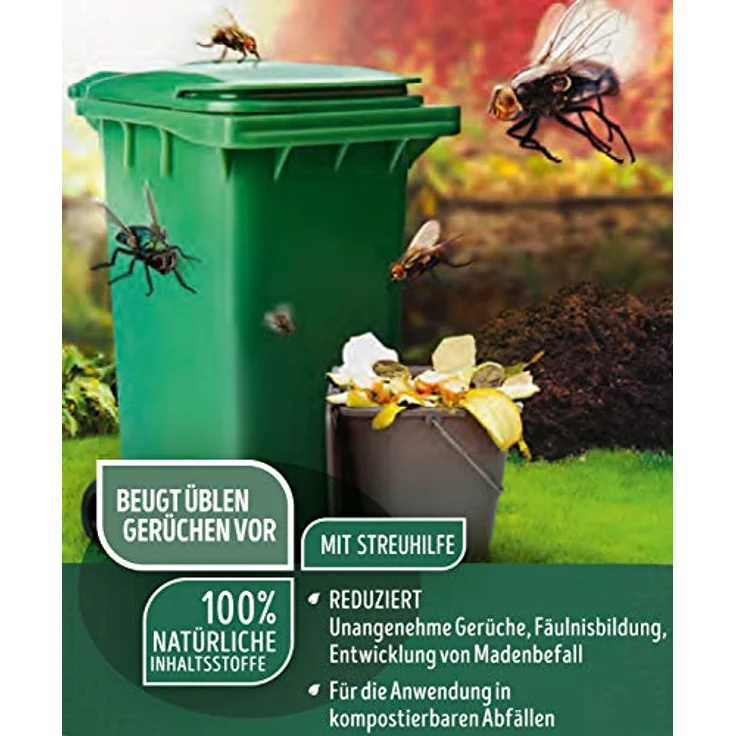 Substral Naturen Biotonnenpulver, 600g Streudose gegen Madenbefall und Geruchsbelästigung, Grün – Bild 3