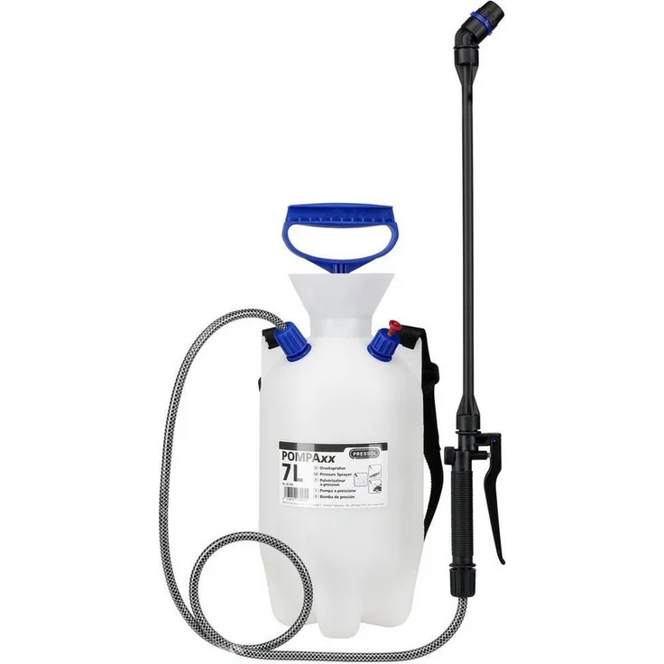 Pressol Drucksprühgerät POMPAxx-Industriezerstäuber 7 l-PE-Sprühlanze, mit Viton® Dichtungen, empfohlen für Reinigung und Desinfektion, UV-stabil, konische Flaschenform