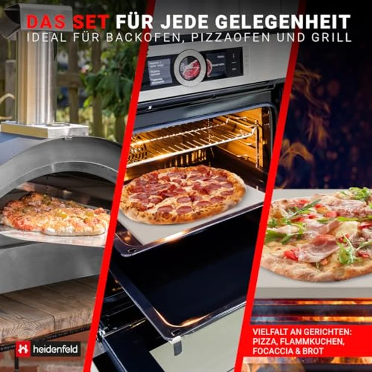 Miweba 5in1 Pizza Set, Pizzastein aus Cordierit für Backofen & Gasgrill, inklusive 2in1 Pizzaschieber, Pizzaschneider und Rezeptbuch, vielseitig einsetzbar bis 1000°C – Bild 4