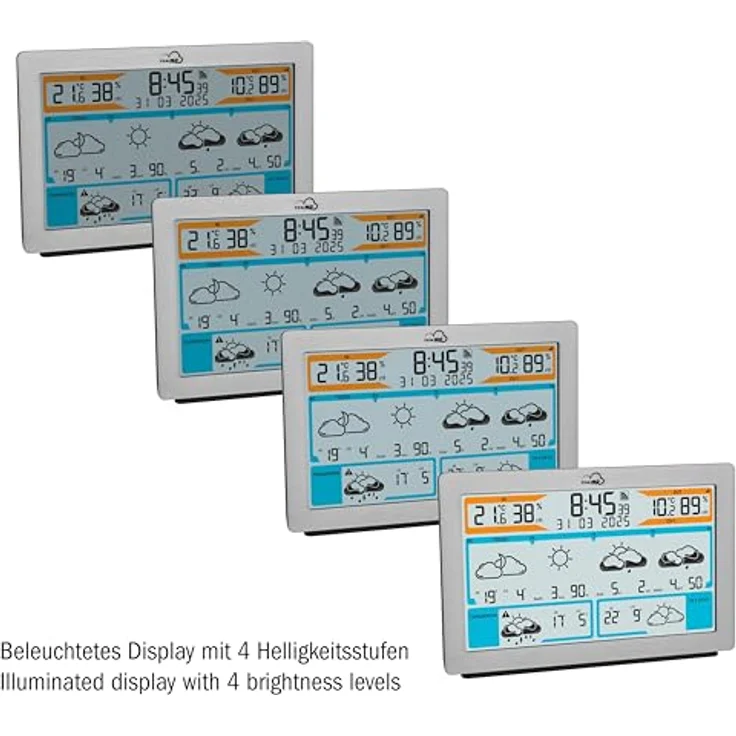 TFA TFAme 35.8100.54 Wetterstation, WLAN mit Gateway-Funktion, Silber, lokale Wetterprognose, beleuchtetes Display, Warnfunktion – Bild 7