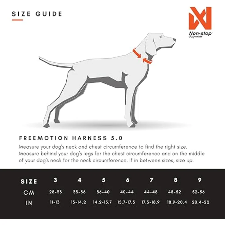 Non-stop dogwear Freemotion Harness 5.0, ergonomisches Hunde-Geschirr für alle Sportarten, Größe 8, orange/schwarz – Bild 2