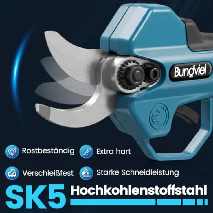 Bundviel Akku-Astschere 21V, Elektrische Gartenschere mit bürstenlosem Motor, 2 Akkus á 2000mAh, Grau – Bild 4