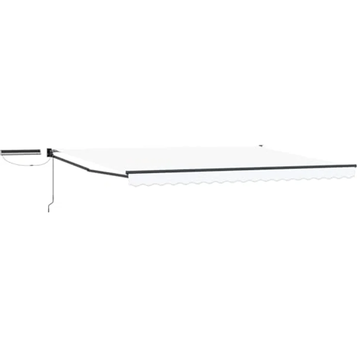 vidaXL Elektrische ausziehbare Markise mit Solarpanel, 5 x 3 m in Weiß und Anthrazit, inklusive Fernbedienung und manueller Kurbel – Bild 1
