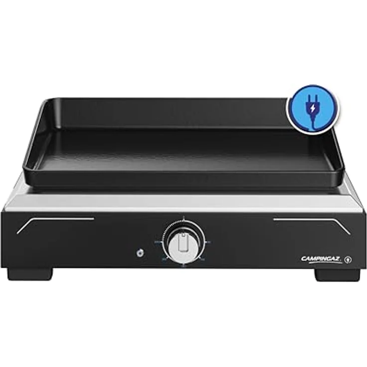 Campingaz Plancha Electric 1 XD | Elektrogrill Indoor & Outdoor | Plancha-Teppanyaki-Grillplatte | Tragbarer Balkongrill | Antihaftbeschichtung | Gusseisen | Leistung 2500 W | Schwarz – Bild 4
