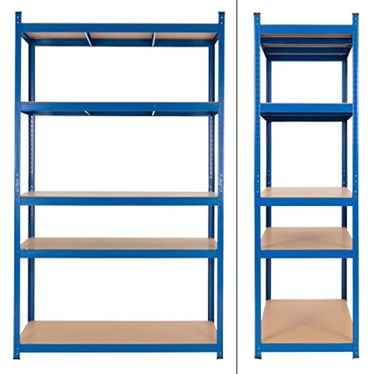 ecd germany Werkstattregal 200x100x60 cm blau aus MDF Holzfaserplatte und Metall belastbar – Bild 3
