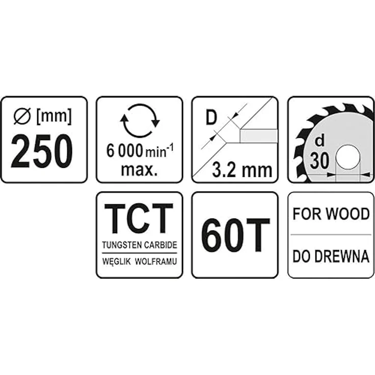 Yato professionelles TCT Kreissägeblatt 250 mm, 60 Zähne 30 Bohrung (YT-6072) – Bild 3