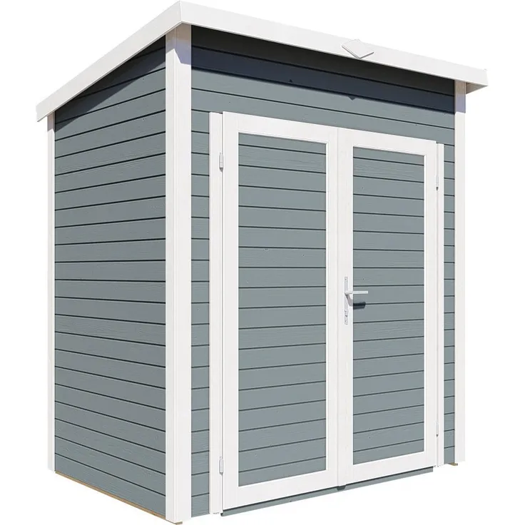 Bertilo Gerätehaus Timmo 1, Pultdach mit 19 mm Rundprofil-Wänden, grau, 181x122 cm