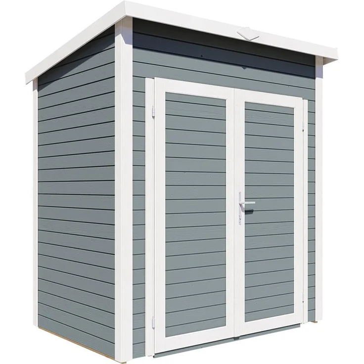 Bertilo Gerätehaus Timmo 1, Pultdach mit 19 mm Rundprofil-Wänden, grau, 181x122 cm