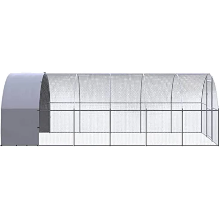 vidaXL Hühnerstall, Outdoor-Hühnerstall 3x6x2 m aus verzinktem Stahl mit wasserfester Überdachung, silber – Bild 5