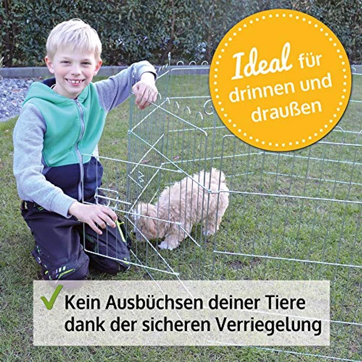zooprinz premium XXL Freilaufgehege, mit Schutznetz und optionalem Bodenschutz, ideal für Kleintiere und Hunde/Welpen, winterfest, für drinnen und draußen – Bild 3