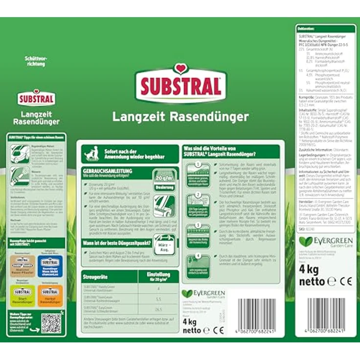 Substral Premium Langzeit Rasendünger für 200 m², 4 kg - Schnelle Grünwirkung, 100 Tage Langzeitnährstoffversorgung, staubfreies Granulat – Bild 2