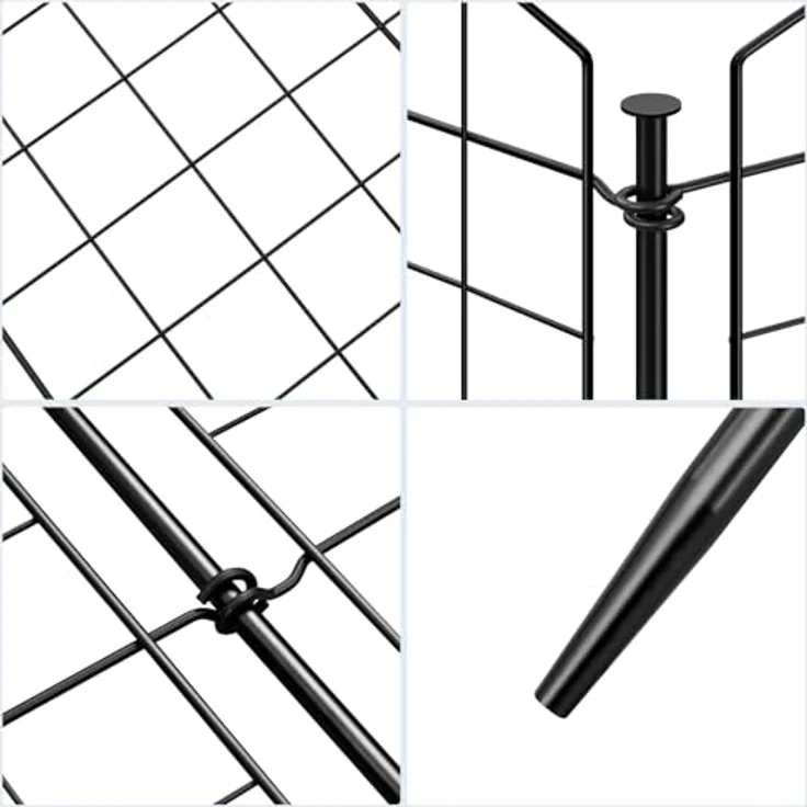 WOLTU 5 x Gitterzaun Oberbogen, dekorativer Gartenzaun für Hunde, Schwarz, 70×78 cm – Bild 4