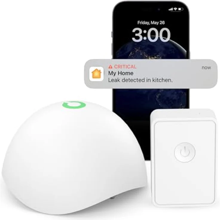 meross Smart Wassermelder mit Hub, drahtloser Flutdetektor IP67, 60dB Alarm, kompatibel mit Apple HomeKit, Alexa und SmartThings, für Küche, Badezimmer, Keller – Bild 1